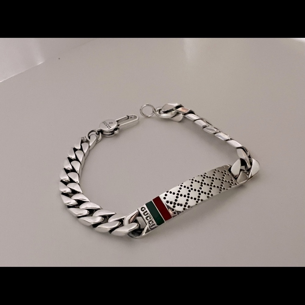 GUCCI Bracelet Chain red & green strip 925 Sterling silver